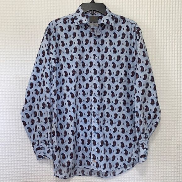 Thomas Dean Paisley Collared Button Front Shirt - Picture 1 of 7
